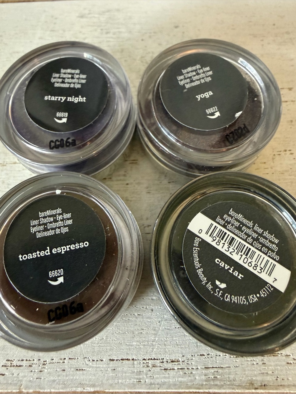 Lot x 4 NEW BareMinerals Eye Liner Shadow Eyeliner - Yoga, Caviar, Starry Night